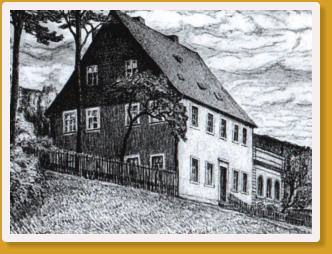 Erstes Geschftshaus und Geburtshaus, dort wo die Zinnerei der Firma Hermann Nier stand. Das Haus wurde im Zuge der Zinnerei-Erweiterung 1927 abgerissen.